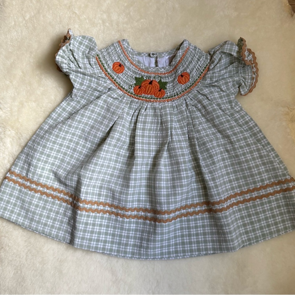 Lil Cactus Smocked Fall Pumpkin Dress